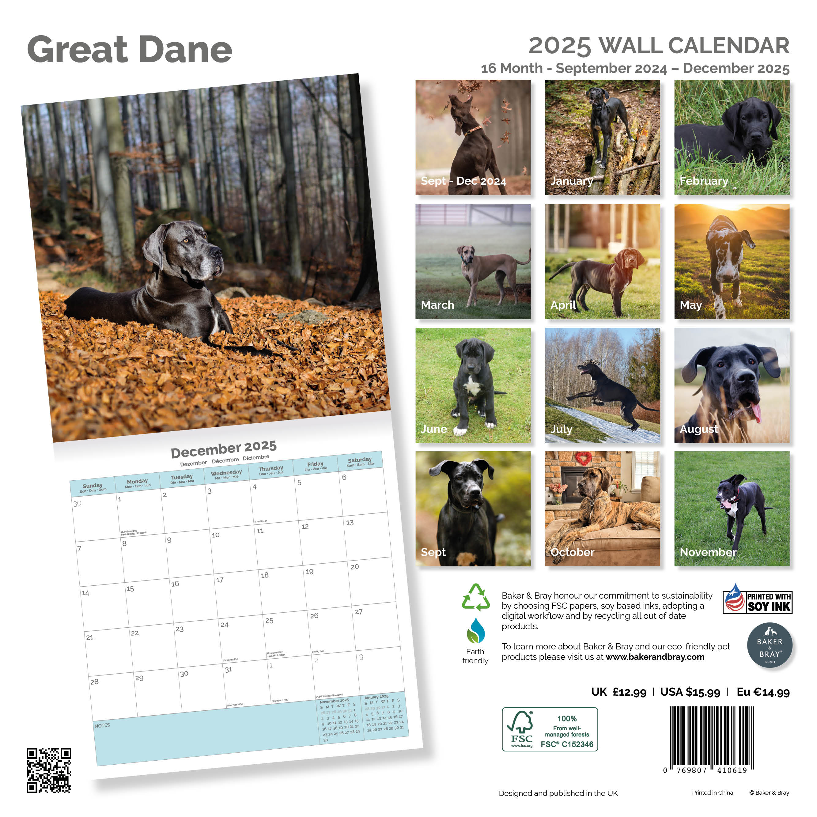 Great Dane Calendar 2025