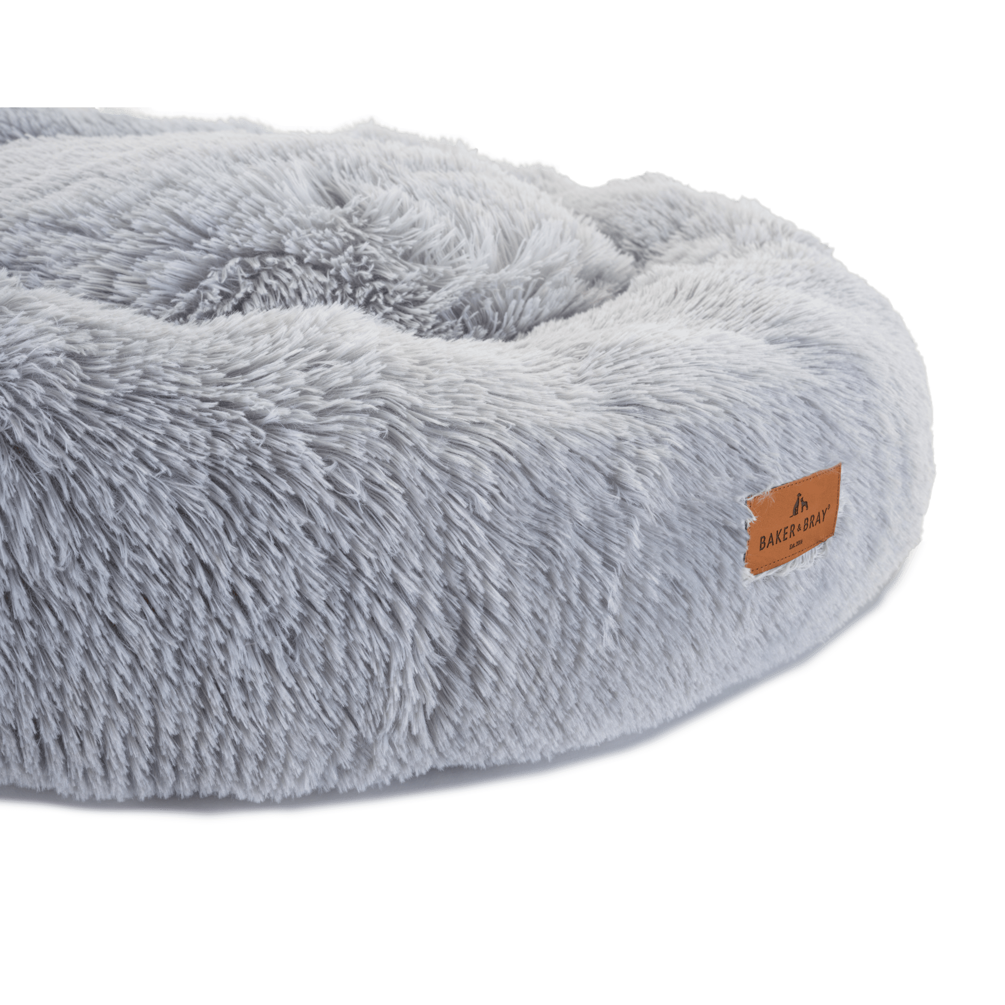Eco Friendly Luxury Calming Donut Dog Bed, Light Grey
