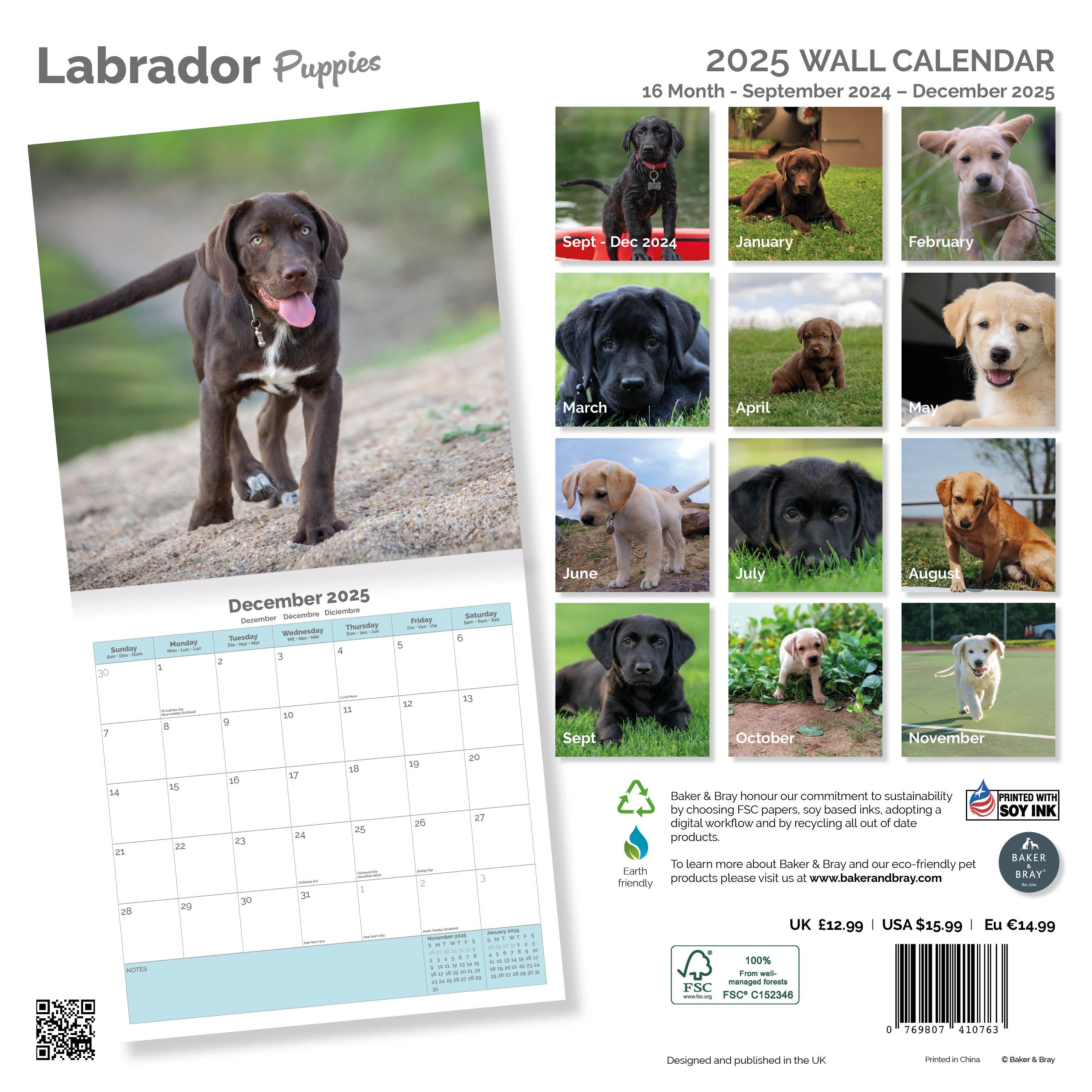 Labrador Puppies Calendar 2025