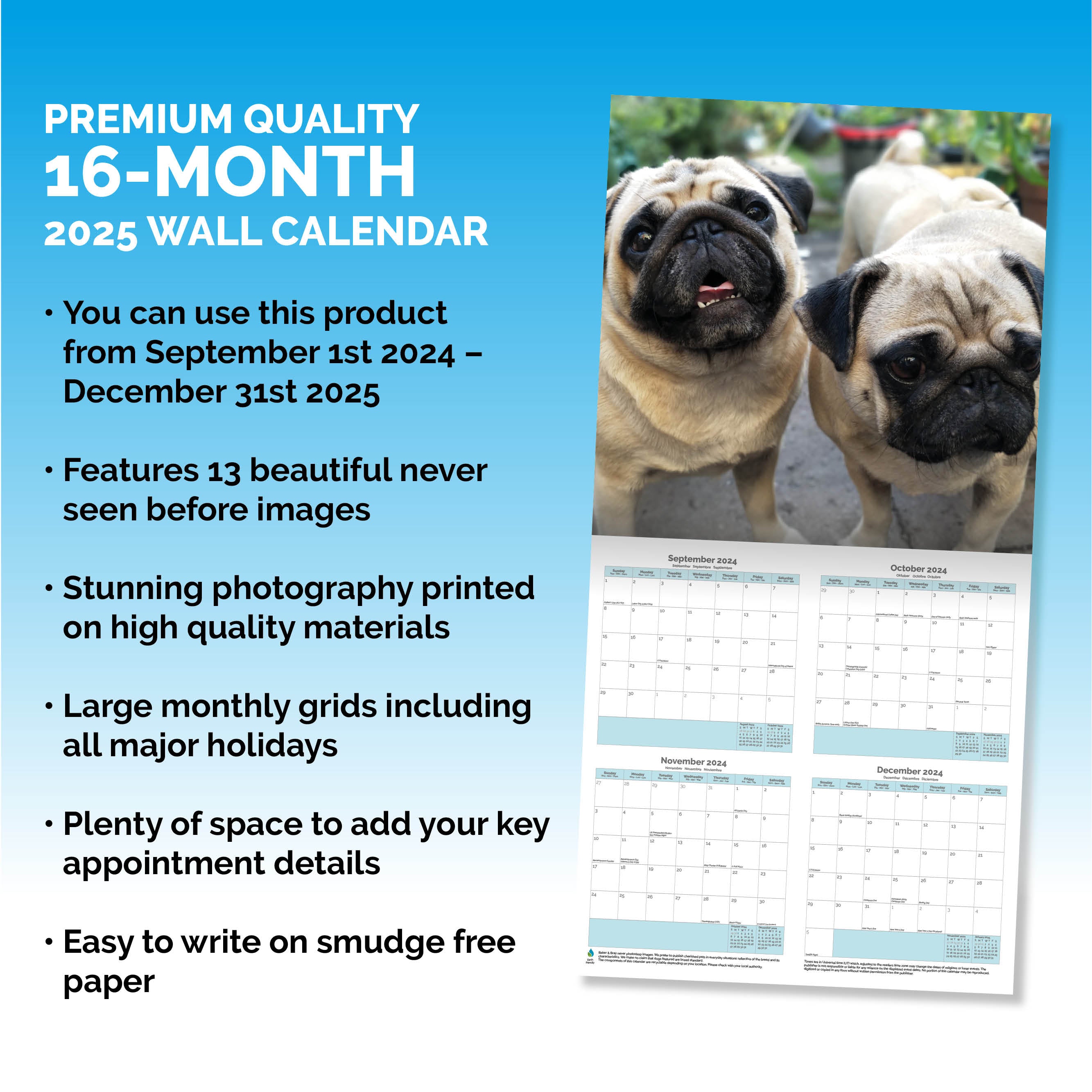 Pug Calendar 2025