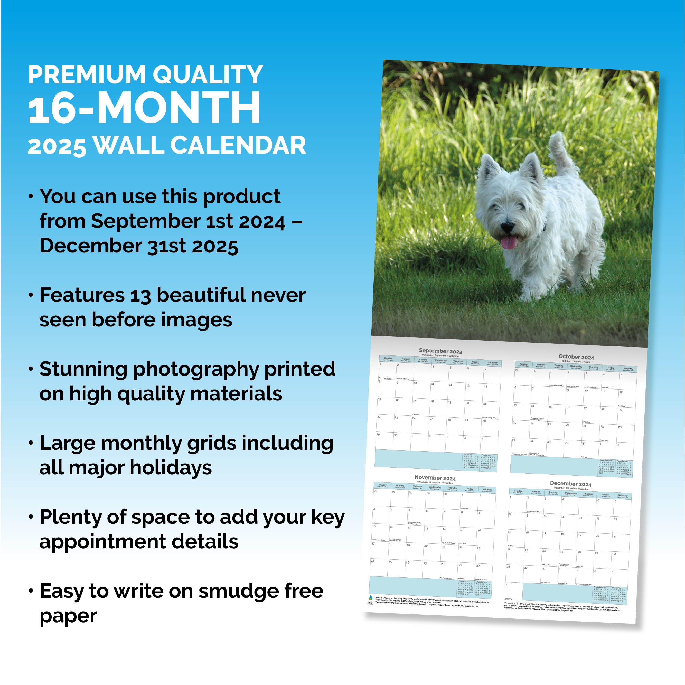 West Highland White Terrier Calendar 2025