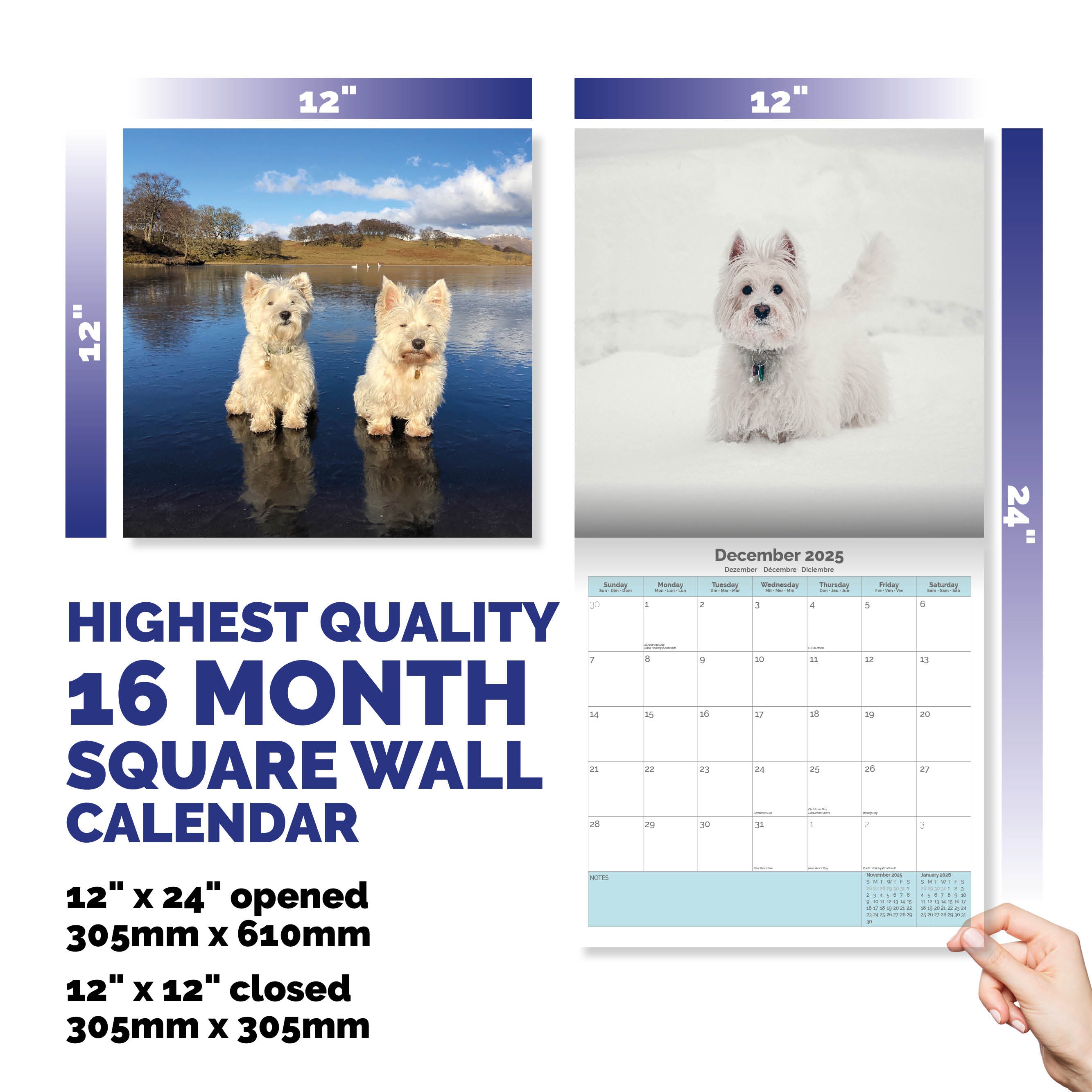 West Highland White Terrier Calendar 2025