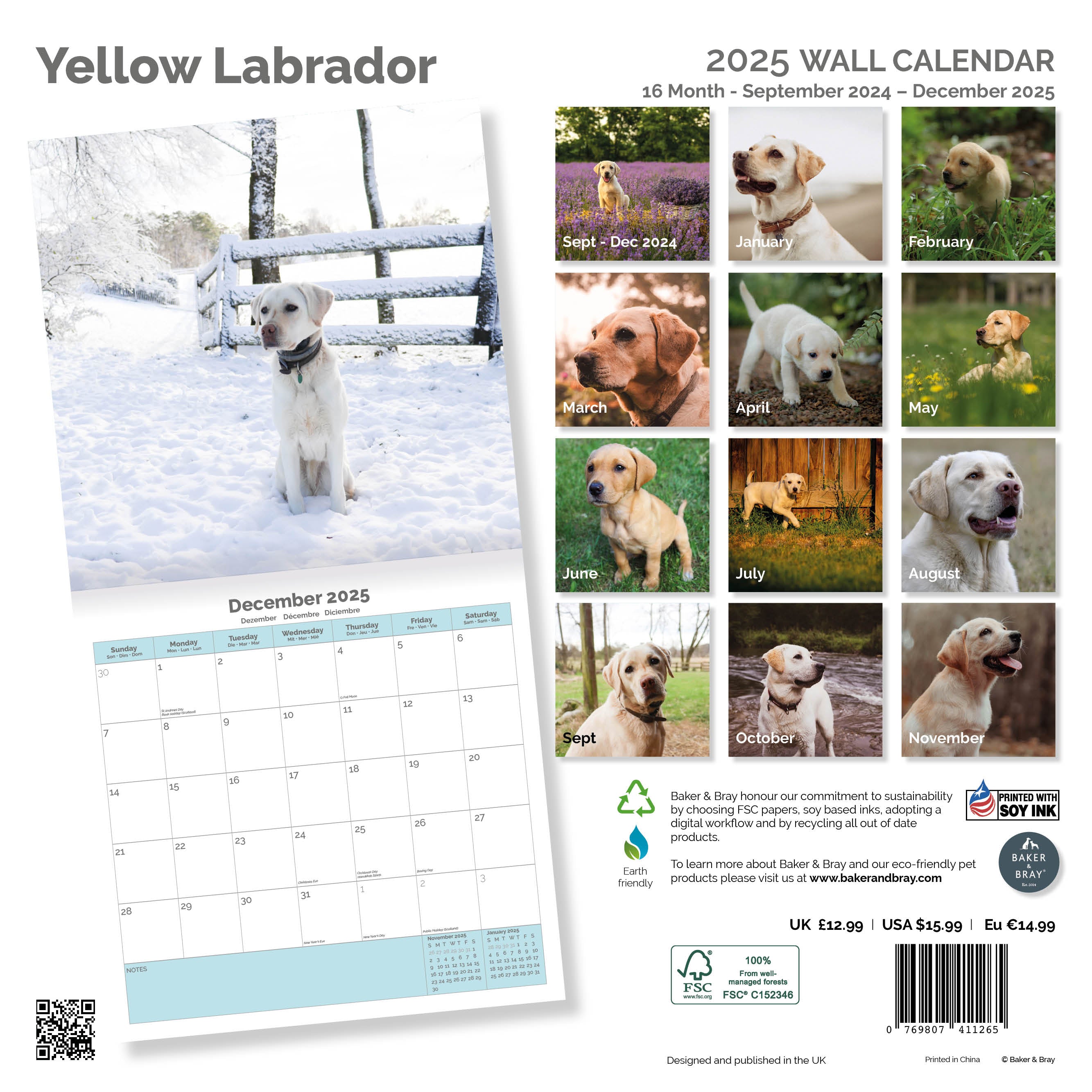 Yellow Labrador Calendar 2025